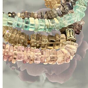 Semi-Precious Crystal Set of 2 Stacking Bracelets (four strands total) - Vintage